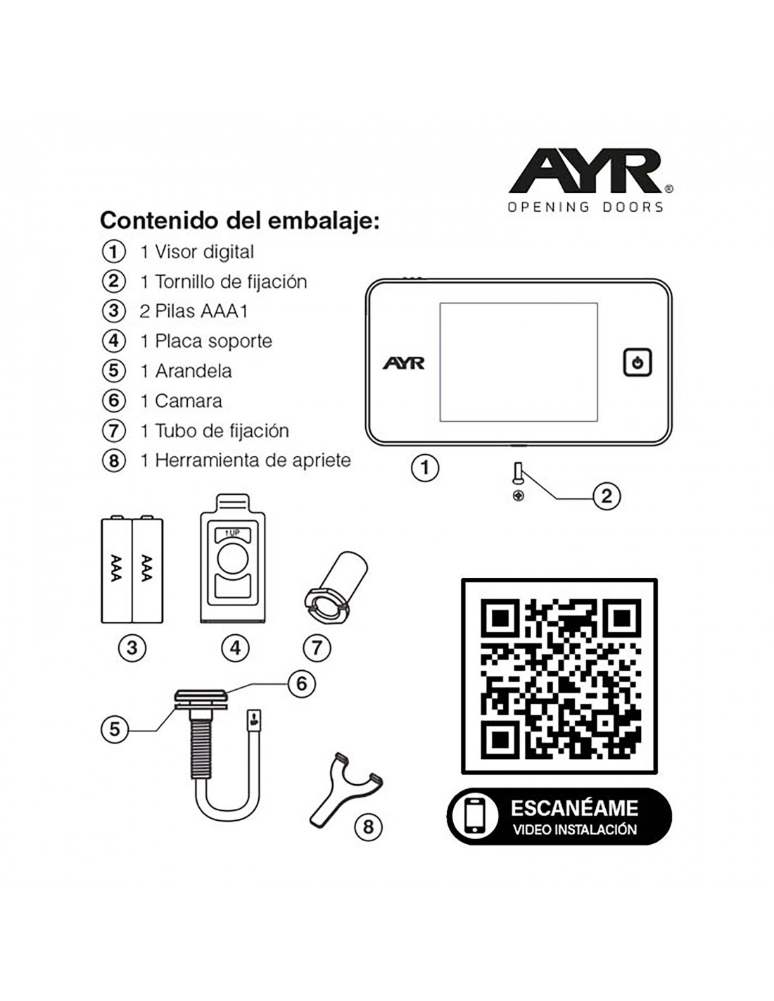 AYR Mirilla Digital Electrónica 9001 Negro-Cromado