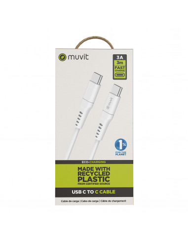 Muvit Cable USB a Tipo C 3A 3m Blanco